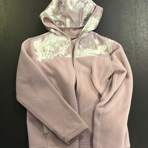 Lavender Fleece Jacket with Patterned Hood